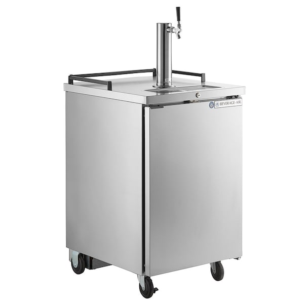 Beer Dispenser, Single Tap, Mobile, (1) 1/2 Keg Capacity, Stainless Steel